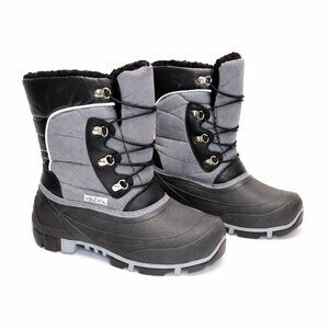 Kids Winter Snow Boots Black & Gray Insulated Waterproof Size 8